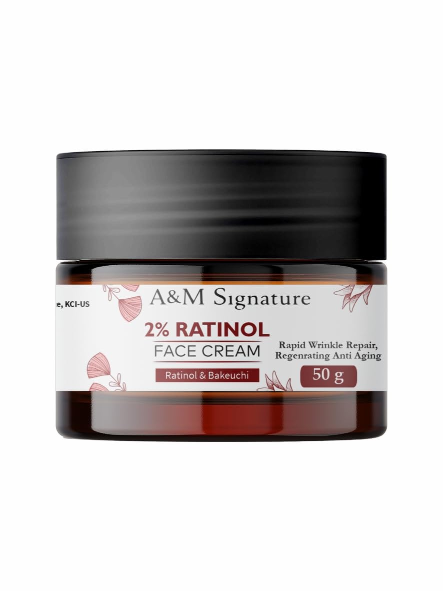 A&M Signature Retinol Face Cream with Bakuchiol | Night Moisturiser for Smooth & Even-Looking Skin | Helps Improve Skin Texture & Hydration | Lightweight Formula | 50g