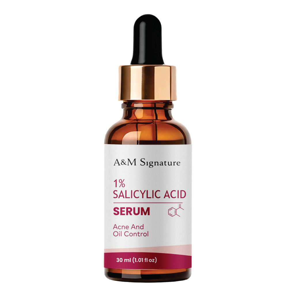 A&M Signature 1% Salicylic Acid Serum for Acne & Oil Control, BHA Exfoliating Face Serum for Clear Skin, Unclogs Pores & Reduces Breakouts, Lightweight Formula for Oily & Acne-Prone Skin, 30 ml