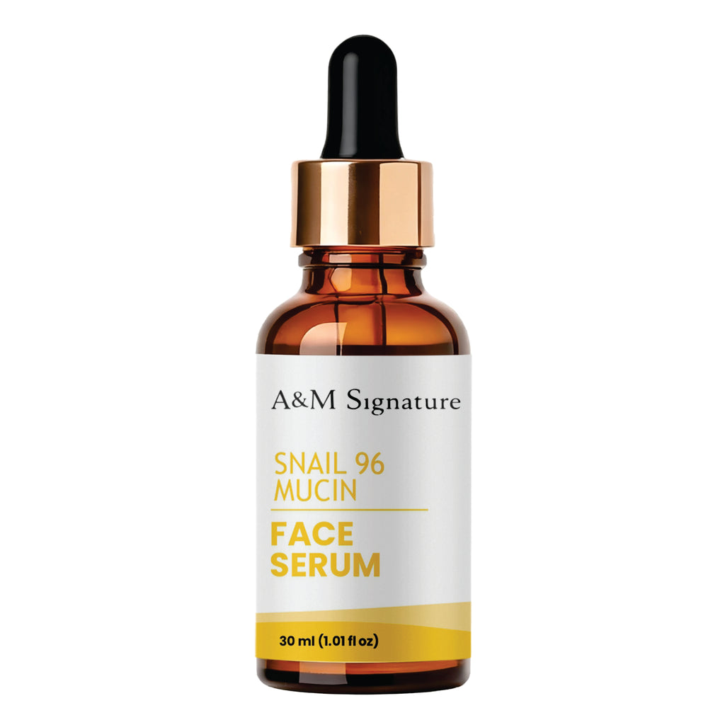 A&M Signature Snail 96 Mucin Face Serum for Deep Hydration & Skin Repair, Lightweight Essence for Glowing Skin, Improves Texture & Elasticity, Daily Use for All Skin Types, 30 ml