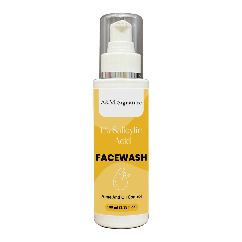 A&M Signature 1% Salicylic Acid Facewash for Acne & Oil Control, Deep Cleansing Face Wash for Pimples, Blackheads & Oily Skin, Unclogs Pores & Reduces Breakouts, Gentle Daily Cleanser, Suitable for All Skin Types, 150 ml