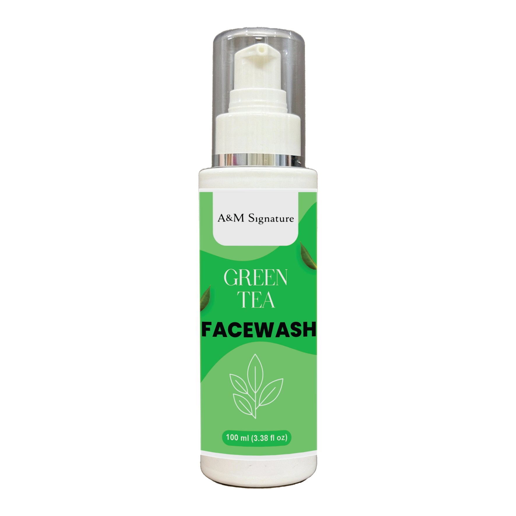 A&M Signature Green Tea Facewash for Oil Control & Fresh Skin, Gentle Daily Cleanser for Deep Cleansing, Removes Dirt & Impurities, Hydrating & Refreshing Face Wash for All Skin Types, 100 ml