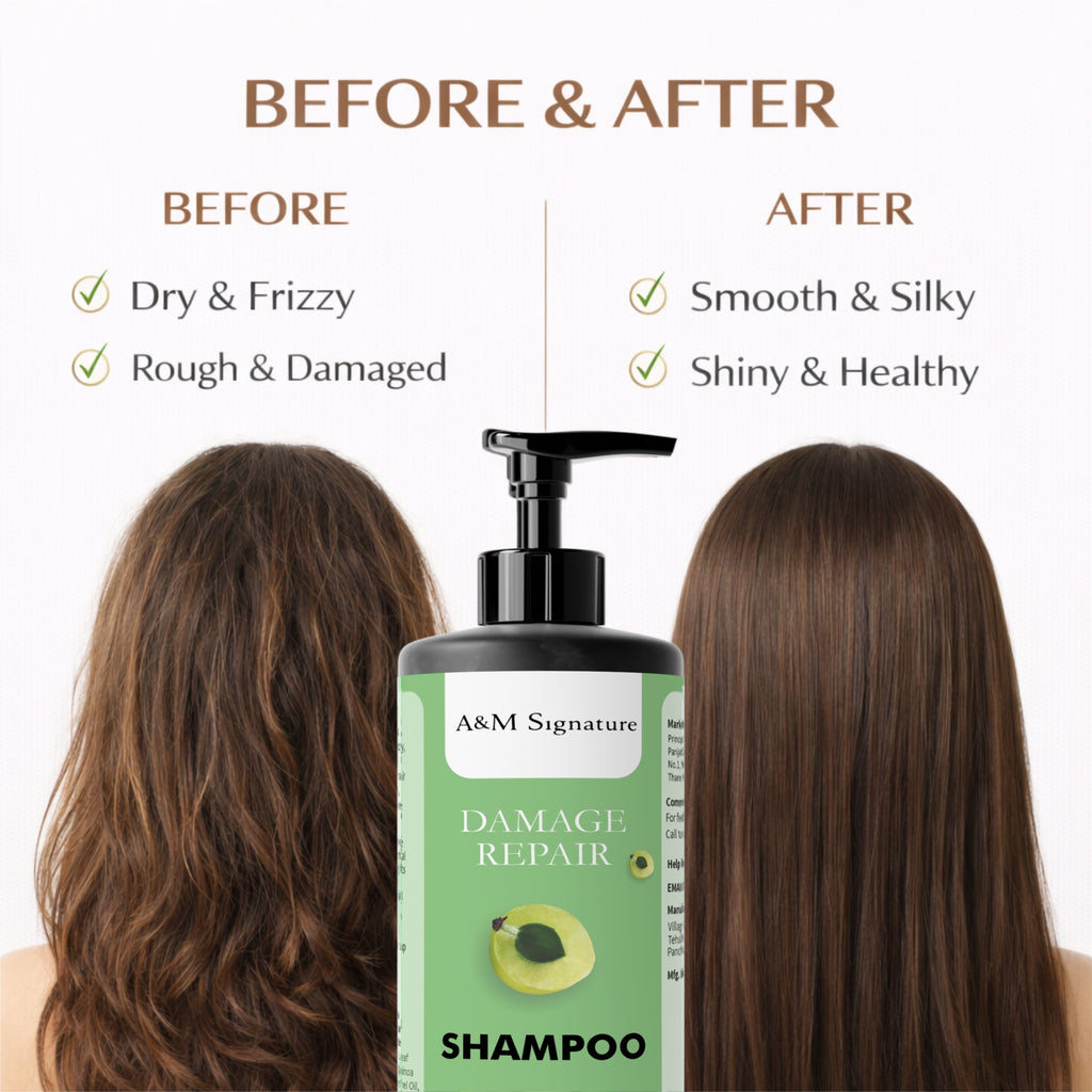 A&M Signature Damage Repair Conditioner for Dry, Frizzy & Damaged Hair, Deep Nourishing & Smoothing Conditioner for Soft, Shiny & Manageable Hair, Strengthens Hair & Reduces Breakage, Suitable for All Hair Types, 200 ml