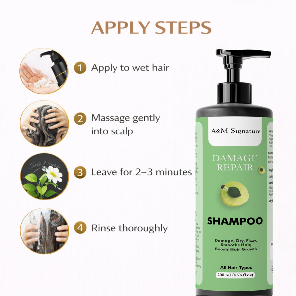 A&M Signature Damage Repair Conditioner for Dry, Frizzy & Damaged Hair, Deep Nourishing & Smoothing Conditioner for Soft, Shiny & Manageable Hair, Strengthens Hair & Reduces Breakage, Suitable for All Hair Types, 200 ml