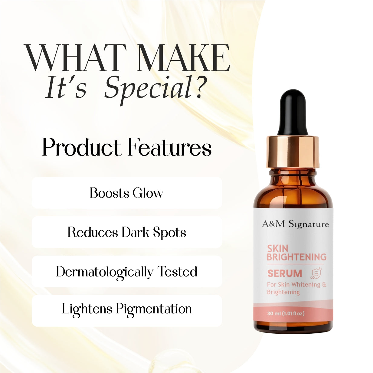 A&M Signature Skin Brightening Serum for Glowing Skin – Dark Spot Corrector, Even Tone & Radiance Boosting Face Serum for Smooth, Clear & Luminous Complexion SEO Description (≈1200 characters): Reveal radiant, glow