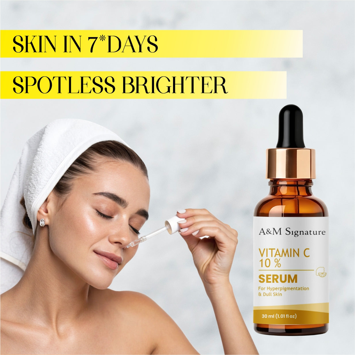 A&M Signature Vitamin C Serum 10% for Brightening & Dark Spots – Antioxidant Face Serum for Glowing Skin, Even Tone, Anti-Aging & Skin Radiance Boosting Formula