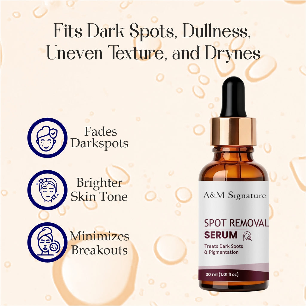 A&M Signature Spot Removal Serum for Dark Spots & Acne Marks – Skin Brightening, Pigmentation Corrector & Even Tone Face Serum for Clear, Smooth, Radiant Skin