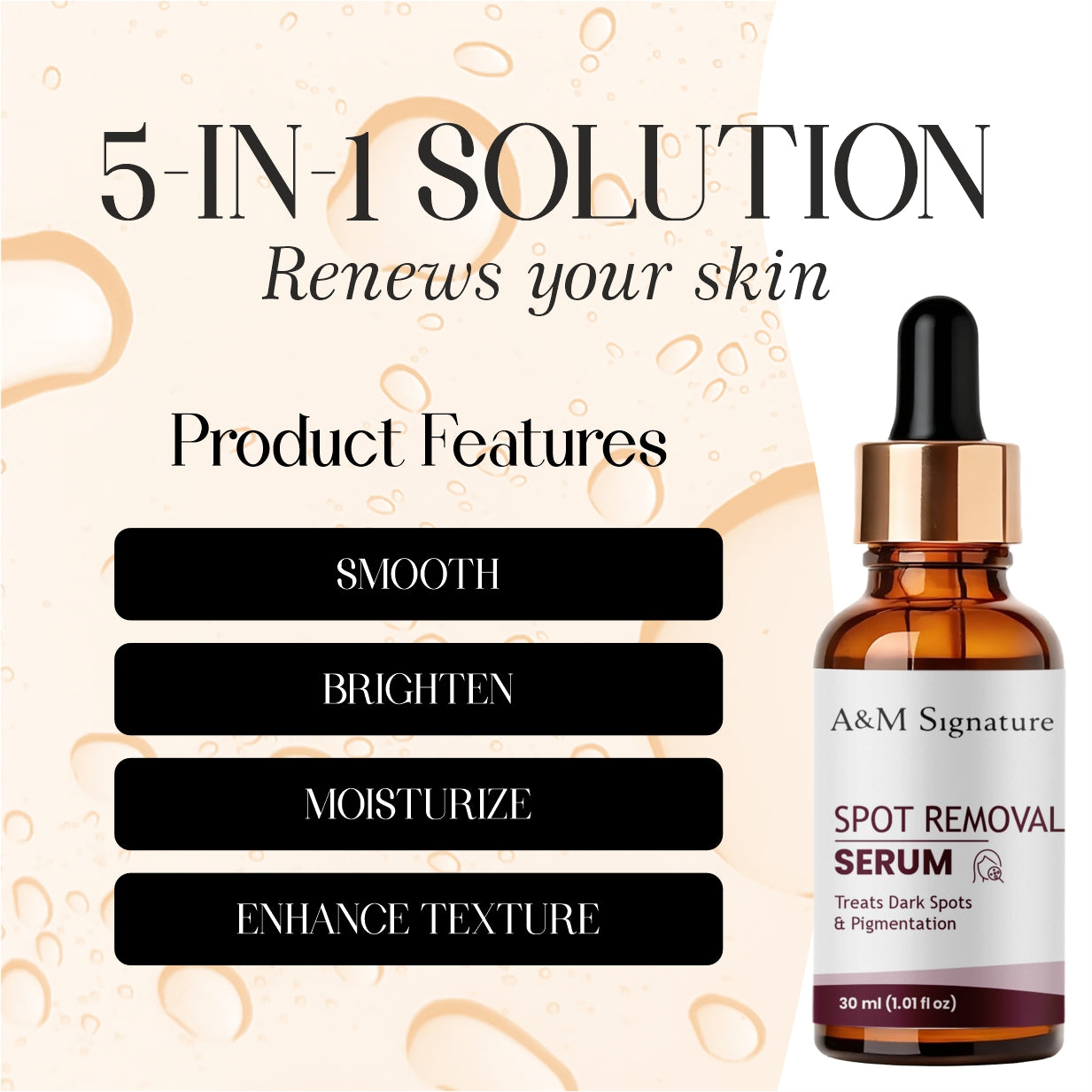 A&M Signature Spot Removal Serum for Dark Spots & Acne Marks – Skin Brightening, Pigmentation Corrector & Even Tone Face Serum for Clear, Smooth, Radiant Skin