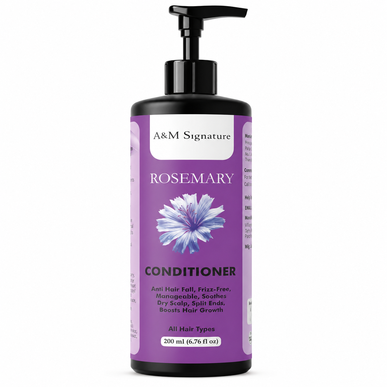 A&M Signature Rosemary Conditioner for Hair Fall Control & Hair Growth, Nourishing Conditioner for Dry, Frizzy Hair, Smoothens & Strengthens Hair, Soothes Scalp & Reduces Breakage, Suitable for All Hair Types, 200 ml