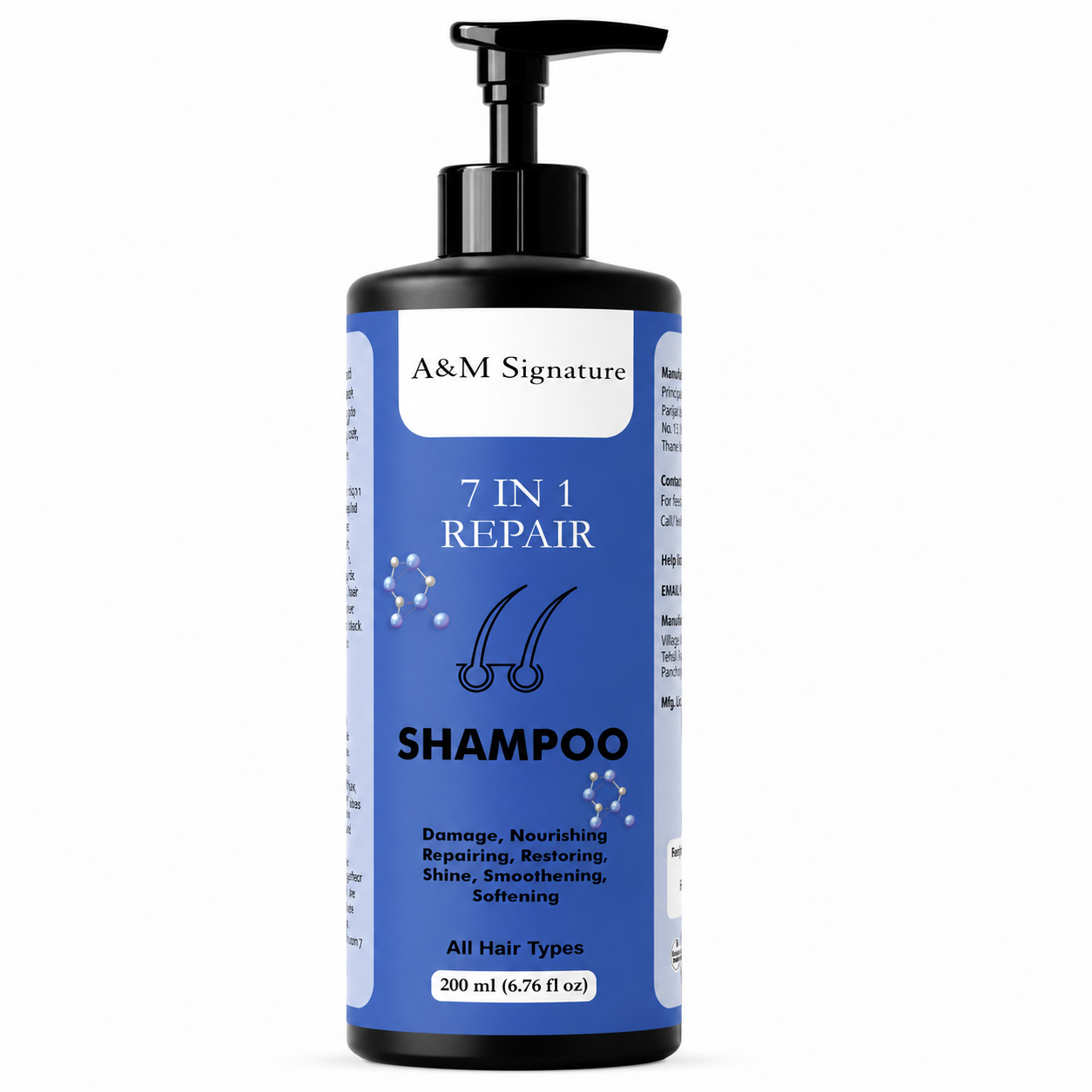 A&M Signature 7 in 1 Repair Shampoo | Keratin, Biotin & B Vitamins Enriched | Helps Strengthen, Smooth & Improve Hair Texture | Gentle Daily Care for All Hair Types | 200 ml